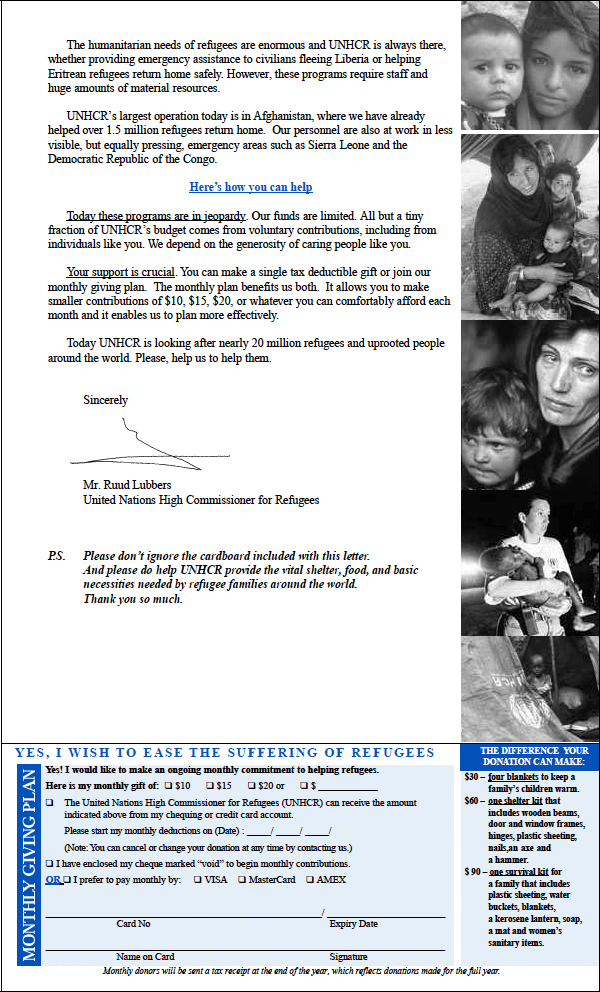 Fundraising Letter Example with Order Form Back
